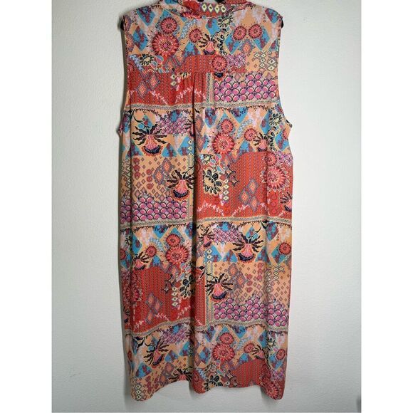 Zac & Rachel Women’s Bohemian Button Down Long Line Peach Dress Size 3X - Picture 6 of 14